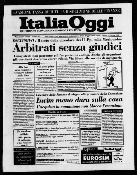 Italia oggi : quotidiano di economia finanza e politica